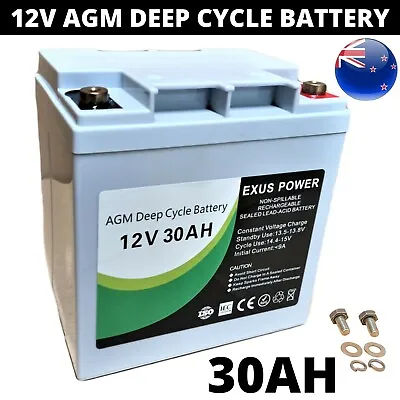12V 30Ah AGM Deep Cycle Battery Rechargeable SLA Alarm Sealed Marine Camp Buggy • $89.99