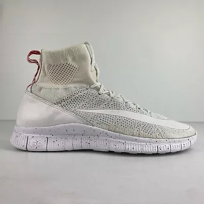 Nike Running Shoes Mens US 10 Triple White FlyKnit Mercurial Mid Top Sneakers • $179.95