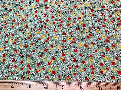 Uptown Red Green Yellow Floral Moda Cotton Fabric 30s Repro OOP FQ LAST ONE! • $3.48