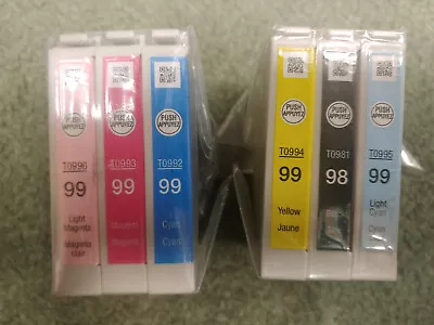 Set Of (6) Epson 98 And 99 Color Ink HIGH YIELD BLACK STANDARD YIELD COLORS • $59.99