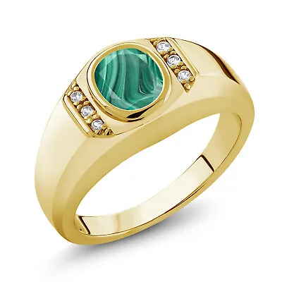 2.06 Ct Green Malachite White Created Sapphire 18K Yellow Gold Plated Silver • $80