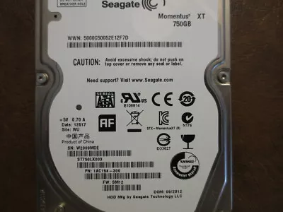 Seagate ST750LX003 1AC154-300 FW:SM12 WU 750gb 2.5  Sata HDD • $57.19