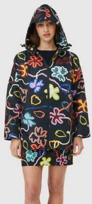 $70 • Buy Gorman Flowerbomb Black Floral Rain Jacket Raincoat - Size S/M