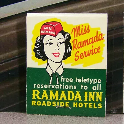Vintage Matchbook S6 Miss Ramada Service Inn Roadside Hotels Free Teletype Hat • $34.99
