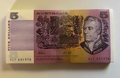 1991 Australian 5 Dollar Note - BANK BUNDLE - Fraser/Cole - CONSECUTIVE SERIALS • $29.99