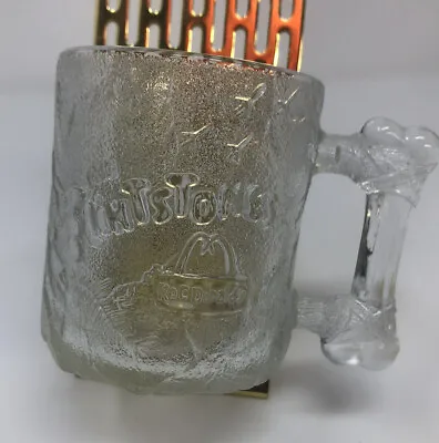 Rare 1993 McDonald’s The Flintstones Frosted Clear Glass Mug Cup Vtg Collectible • $6.99