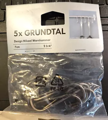 Ikea GRUNDTAL Stainless Steel Hooks 2.75 In 700.113.97 (1pack - 5 Count)  7cm  • £14.24