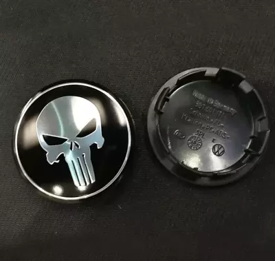 4pcs 65mm Black Skull Punisher Logo Emblem Auto Car Wheel Rim Center Hub Caps • $12.98