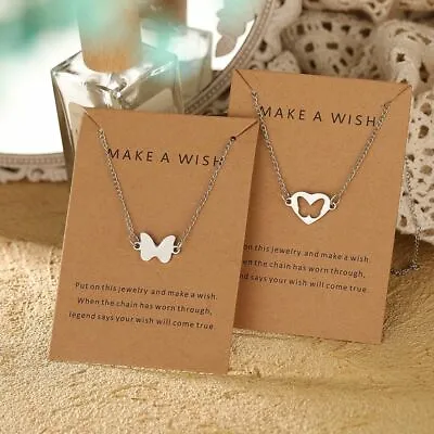 2pcs Set Mom / Daughter Match Stainless Steel Butterfly Necklace Fashion Jewelry • $8.95