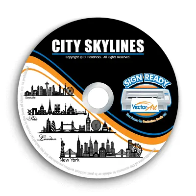 City Skylines-cityscape Clipart-vector Clip Art-vinyl Cutter Plotter-graphics Cd • $29.95