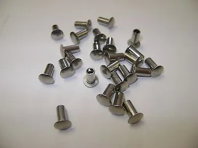 25 Stainless Steel 1/8 X1/4  Oval Head Semi Tubular Hollow Rivets Tonka Truck   • $7.99