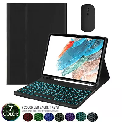 $14.49 • Buy For Samsung Galaxy Tab A7 S6 Lite A8 Backlit Keyboard Mouse Stand Case Cover