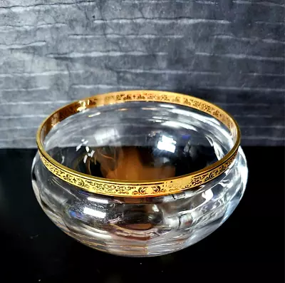 Lenox Crystal Autumn Pattern Crystal Bowl With 24K Gold Pattered Trim 7  Medium • $38.95