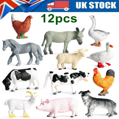 £7.49 • Buy 12Pcs/Set Small Farm Animals Figures Bundle Realistic Cows Kid Toy Model Playset