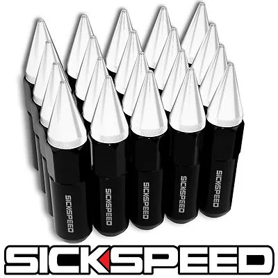 Sickspeed 20 Pc Black/white Spiked Aluminum 60mm Lug Nuts 12x1.5 L07 • $56