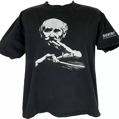 Computer Concepts Maestro Vintage 90s T Shirt X-Large Radio Software Mens Black • $46.49