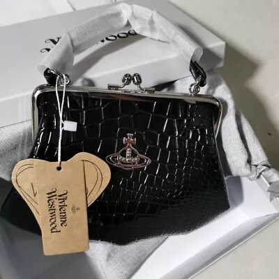 Vivienne Westwood Crocodile Pattern Kisslock Clutch Hand Bag Crossbo • $109