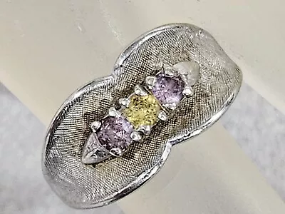 $124.99 • Buy Vintage Estate Jewelry 10K White Gold Citrine Ring Size 7.5 Signed U. 4.85 Grams