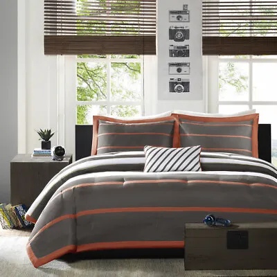 Mi Zone Twin XL Comforter Set In Orange And Grey Finish MZ10-144 • £38.56