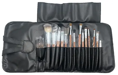 Makeup Brush Bag Kit Kabuki Foundation Blending Blush Eyeliner Shadow Brow 15Pc • $14.99