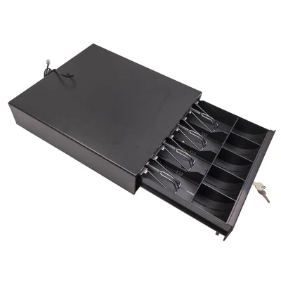 $63.17 • Buy Black Cash Drawer Safe Box 4 Bill 5 Coin Tray For POS Printer Store Money Lock