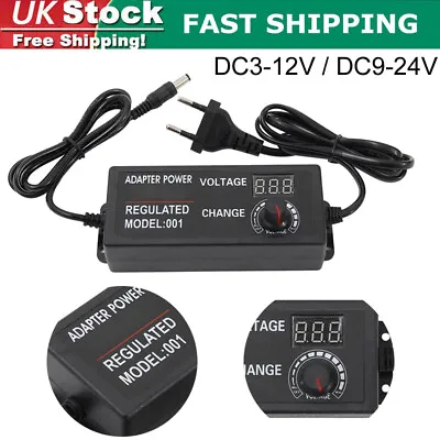 AC/DC 3V-24V Electrical Power Supply Adapter Charger Variable Voltage Adjustable • £14.88