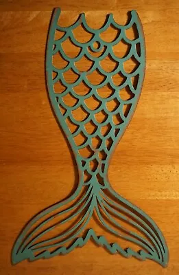 Teal Mermaid Tail Metal Sign Silhouette Sculpture Nautical Coastal Beach Decor • $14.95