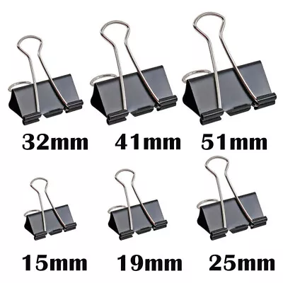 £5.39 • Buy 60 Pcs X Black Metal Foldback Clips Office Paper Clamps Bulldog Grip Small Large