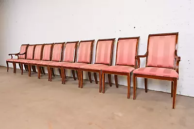 E. J. Victor Regency Carved Mahogany And Gold Gilt Dining Chairs Set Of Ten • $6500