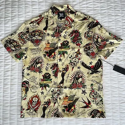 ED Hardy Button Up Collage Art Short Sleeve Shirt/Size Medium/Men’s/Brand New • $49.99