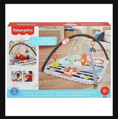 Fisher-Price 3-in-1 Music Glow And Grow Gym Play Mat - Used  • £10