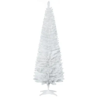£25.99 • Buy HOMCOM 6FT Pencil Slim Artificial Christmas Tree With Study Stand Tips White