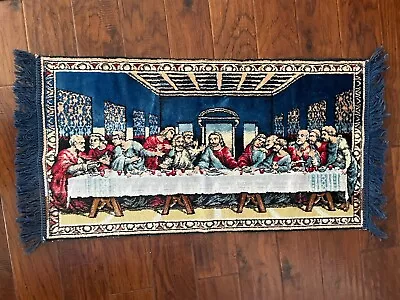 Vtg Last Supper Jesus Tapestry Rug Wall Hanging 42 X 20  • $19