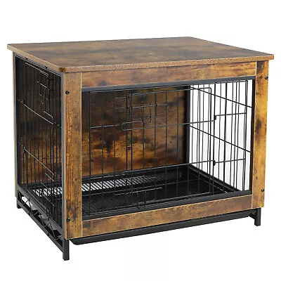 Furniture Style Dog Crate Dog Kennel Wooden Cage End Table With Removable Tray • $125.99