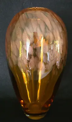 Murano Style Amber Copper Aventurine Tall Decorative Vase Ground Base • $19.99