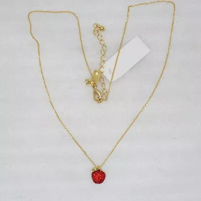 Kate Spade Jewelry Gold Tone Cute Small Red CZ Apple Pendant Necklace Xmas Gifts • $15.99