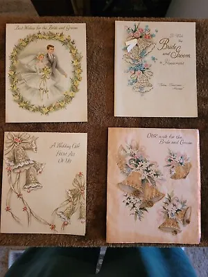 Lot Of 4 Vintage Mid-century Wedding Cards Vellum Ribbon • $4.99