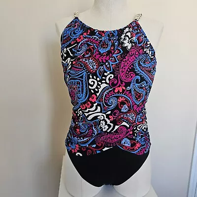 MagicSuit Size 12 Black White Pink Purple Blue Paisley Underwire Swimsuit NWOT • $99.99