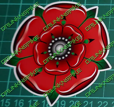 £3 • Buy Lancashire Rose Fade Vinyl Decal Bumper Sticker White Outline Window Funny  Car