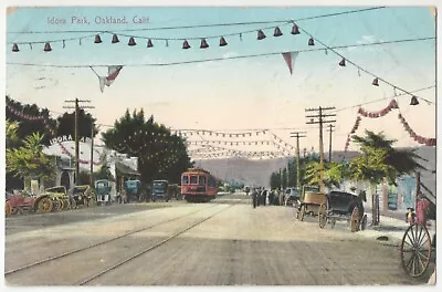 1909 Oakland California - Railroad Street Car Idora Park Street Scene Postcard • $9.99