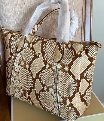 MICHAEL KORS LENOX LARGE PYTHON EMBOSSED TOTE Retails At $448 • $149