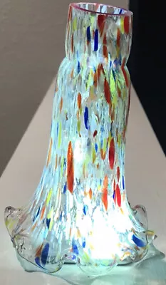 Vintage Murano Glass Amber Millefiori 6 Inch Lily Lamp Shade • $628
