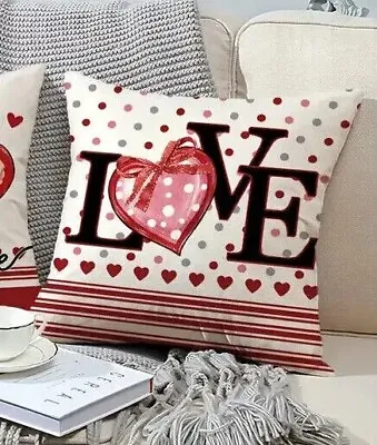 1PC Valentine's Day LOVE Red Heart Complete Cushion - Case & Core - 45 X 45 Cm • £9.99