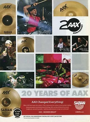 2014 Print Ad Of Sabian 20 Years AAX Drum Cymbals W Mike Portnoy Chad Smith • $9.99