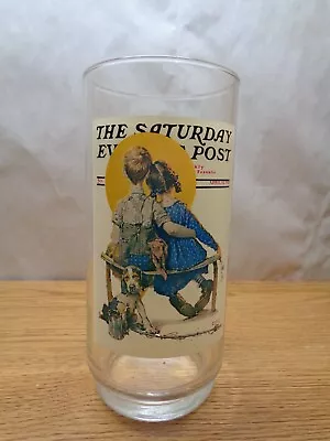 VINTAGE Saturday Evening Post Glass Tumbler Norman Rockwell - The Spooners • $14.95