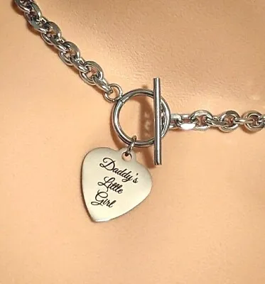 Day Collar Choker W/ Engraved Heart * Daddy's Little Girl * BDSM Kink  • $25