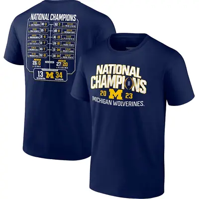 New Offer! Michigan Wolverines Football 2023 National Champions Schedule T-Shirt • $10.99