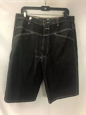$7.99 • Buy Marithe Francois Girbaud Mens Black Flat Front Regular Fit Jean Shorts Size 36