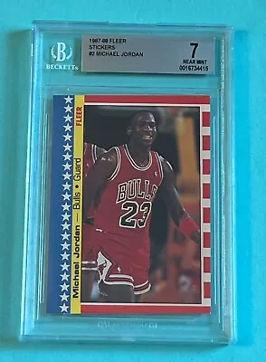 1987 Fleer Michael Jordan Sticker #2 BGS 7 • $89.99