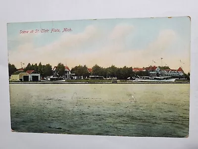 1908 Postcard St. Clair Flats MI Mailed From Monroe MI To Vassar MI • $0.99